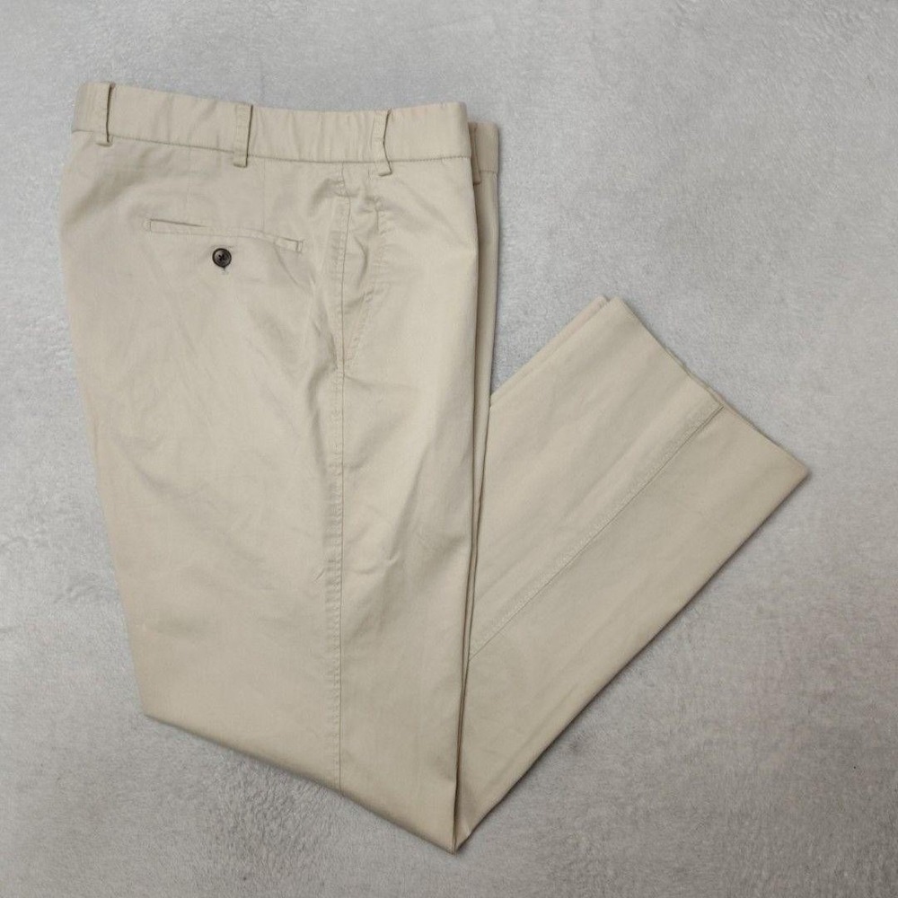 Paul Stuart Pants Mens 36x29 Beige Newton Chino Cotton Straight Flat Pockets